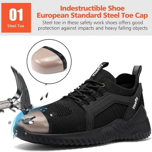 Women Steel Toe Shoes Work Sneakers Lightweight Safety Slip Resistance